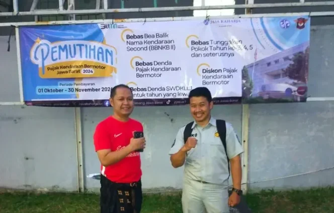 
					Jasa Raharja Purwakarta melakukan Pemasangan Spanduk Pemutihan Pajak Kendaraan Bermotor Tahun 2024 di Wilayah Jawa Barat