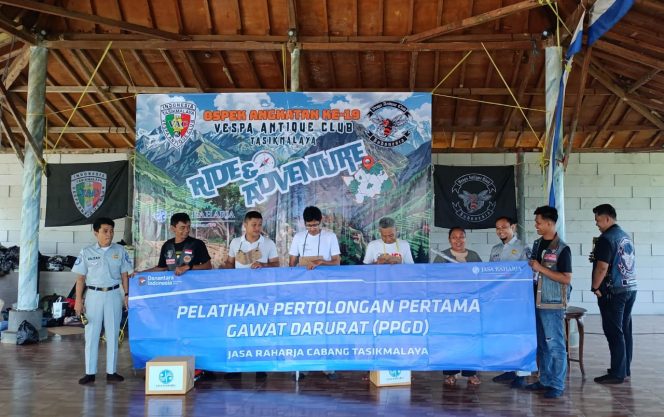
					Jasa Raharja Tasikmalaya Berikan Sosialisasi PPGD kepada Komunitas Vespa Antique Club (VAC) Tasikmalaya
